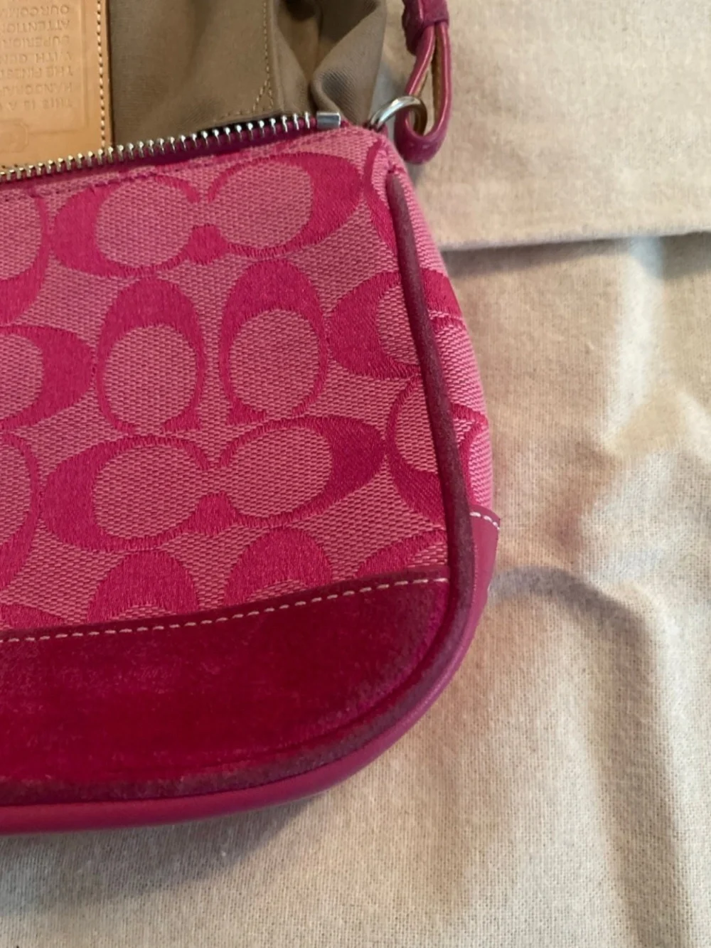 Rare Authentic Vintage Coach Pink Signature Demi Mini Shoulder Bag – Style 6094